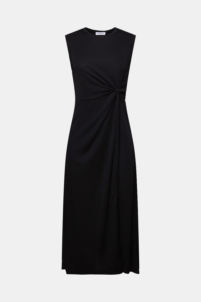 Geknoopte midi-jurk van crêpe, BLACK, detail image number 6