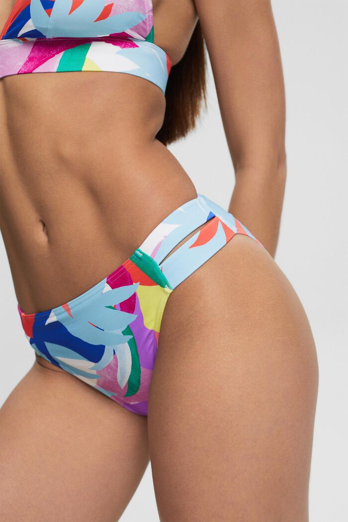 En matière recyclée : le slip de bikini à motif coloré, VIOLET, detail image number 1