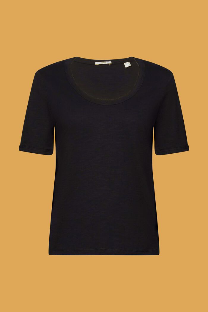 Katoenen T-shirt met boothals, BLACK, detail image number 6