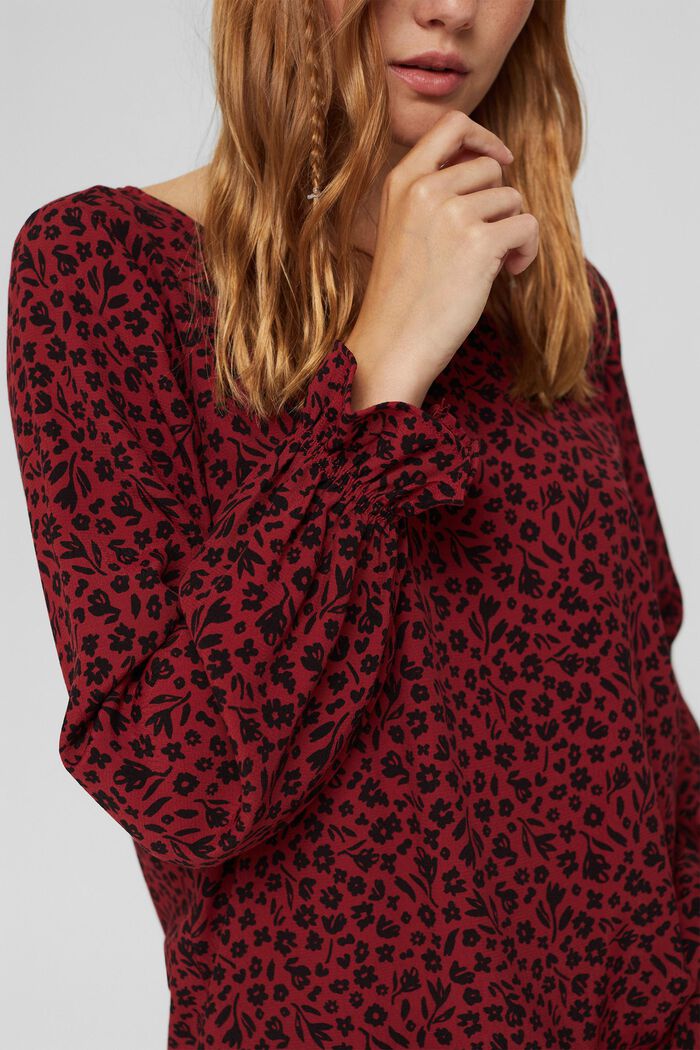 Gebloemde blouse, LENZING™ ECOVERO™, DARK RED, detail image number 2