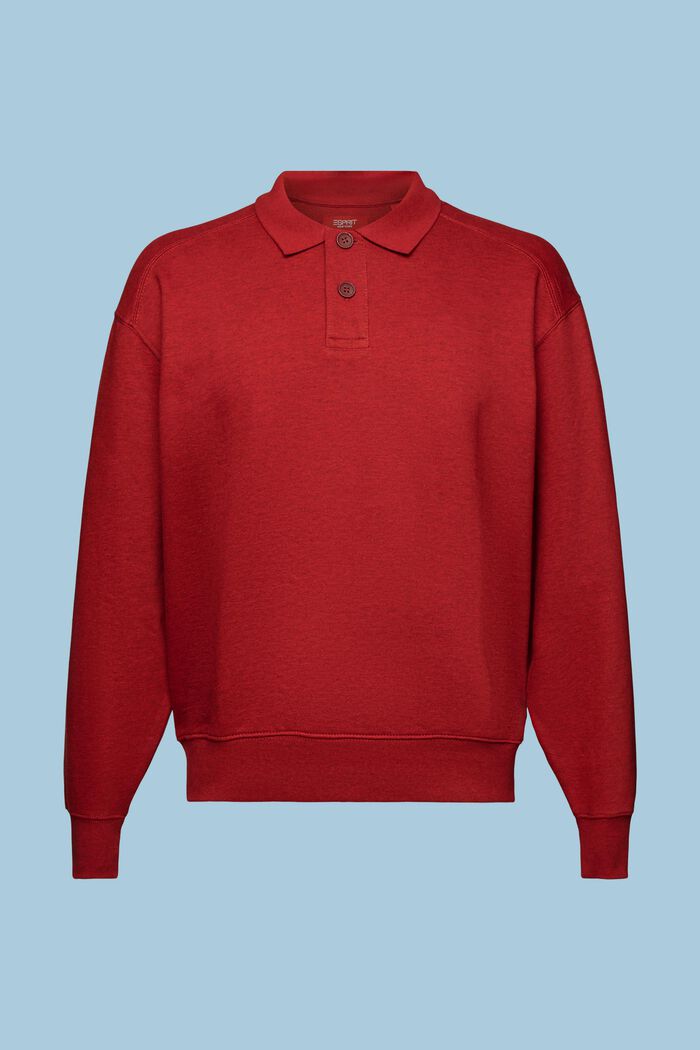 Polo-sweatshirt met lange mouwen, DARK RED, detail image number 6
