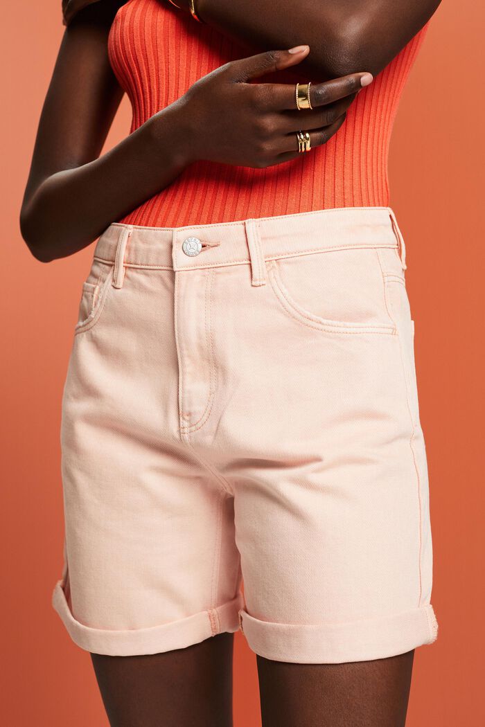 Short en jean à taille haute et bord roulotté, PASTEL PINK, detail image number 2