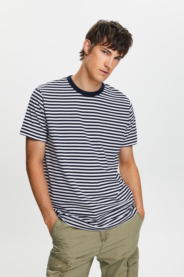 T-shirt en jersey rayé, 100 % coton, WHITE, detail image number 0