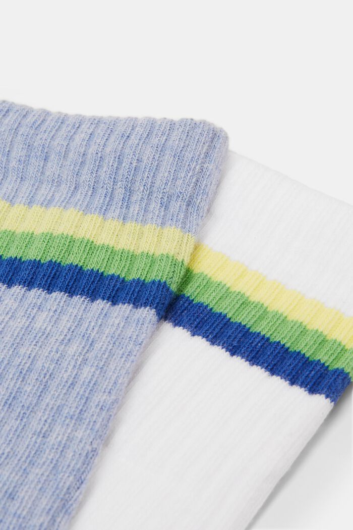 Set van 2 paar geribde sokken met strepen, BLUE/WHITE, detail image number 1