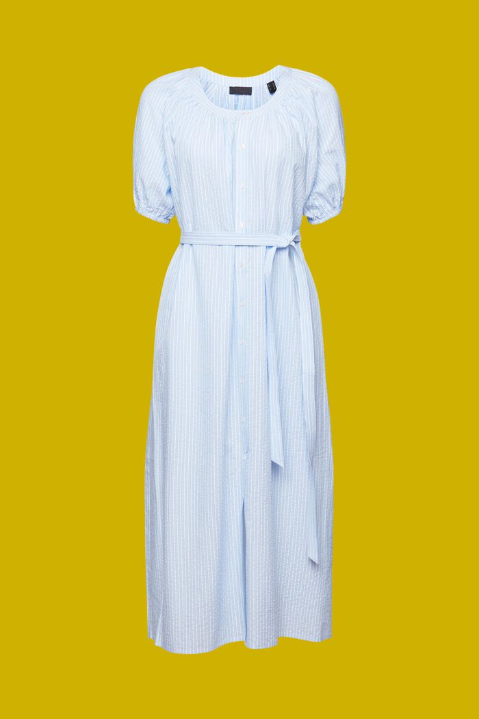 Robe-chemise longueur midi dotée d’une ceinture à nouer, coton mélangé, LIGHT BLUE, detail image number 6