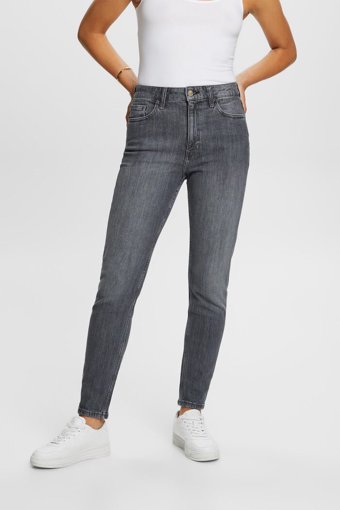 Klassieke jeans met retrolook en hoge taille, GREY MEDIUM WASHED, detail image number 0