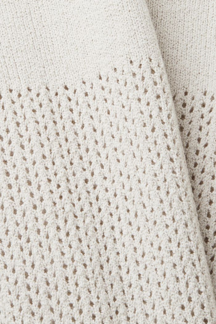 Katoenen trui met opengewerkt motief, PASTEL GREY, detail image number 4