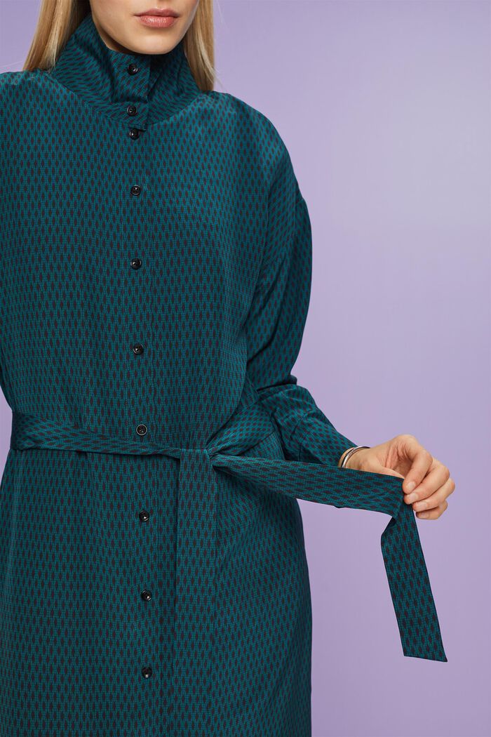 Robe-chemise en soie, EMERALD GREEN, detail image number 3