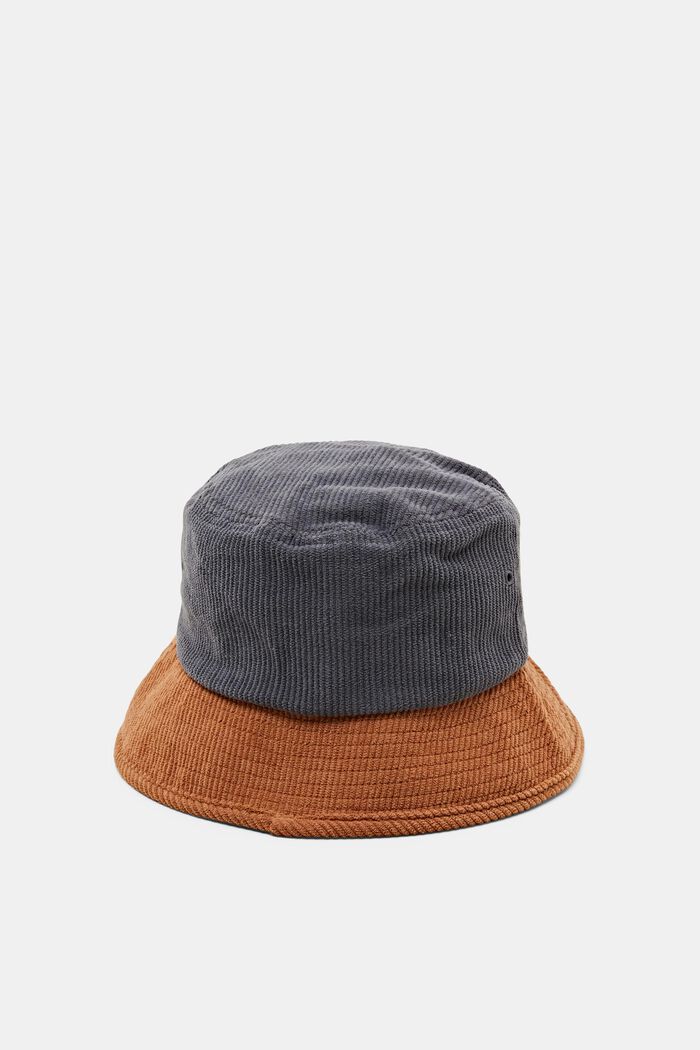 Tweekleurige corduroy bucket hat
