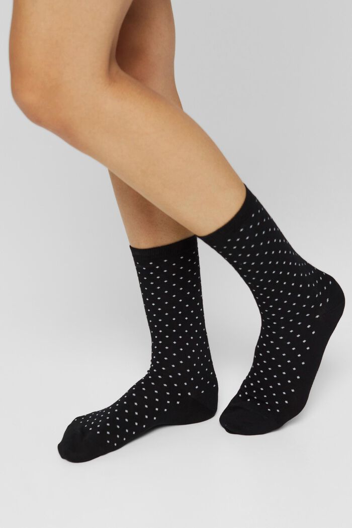 Set van 2 paar sokken met stippen, organic cotton, BLACK, detail image number 1