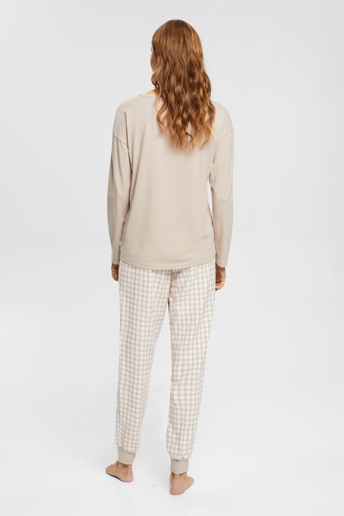Pyjama à manches longues avec pantalon en flanelle à carreaux, SAND, detail image number 3