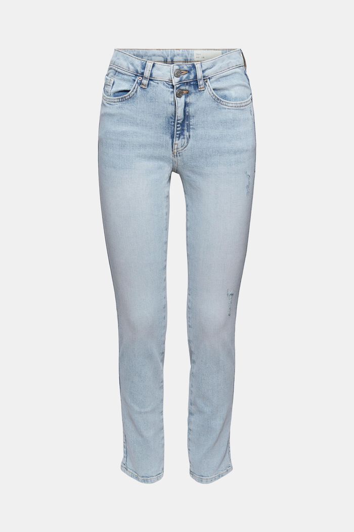 Jeans met hoge taille en details in used look