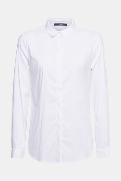 Overhemdblouse van een katoenmix, WHITE, overview