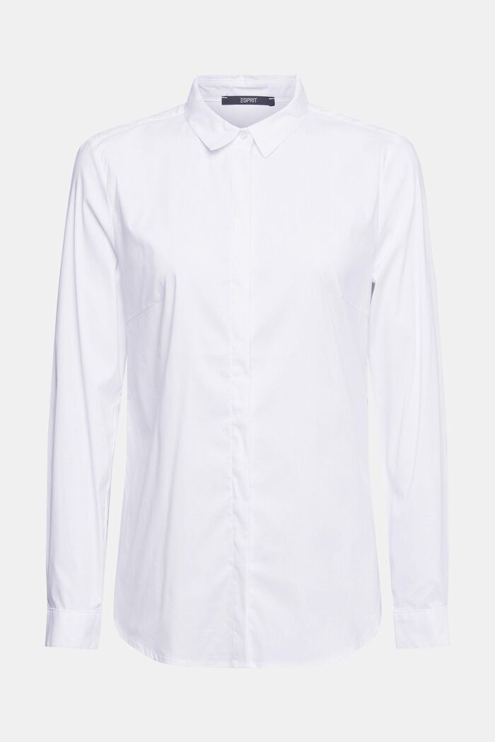 Overhemdblouse van een katoenmix, WHITE, overview