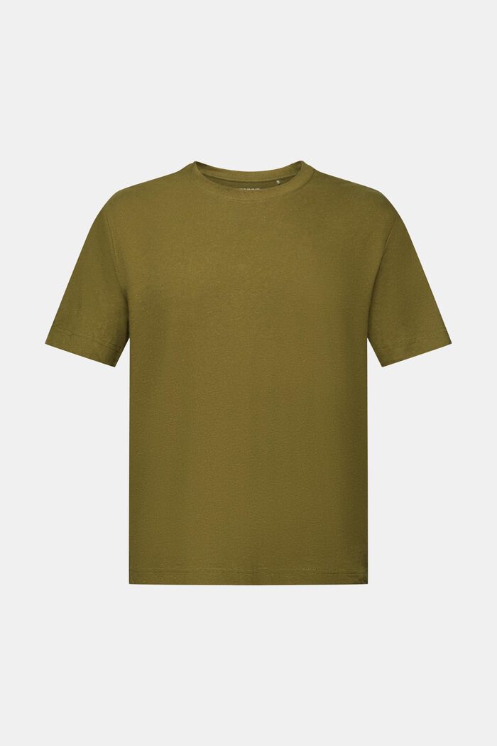 T-shirt en mélange de coton et de lin, OLIVE, detail image number 5