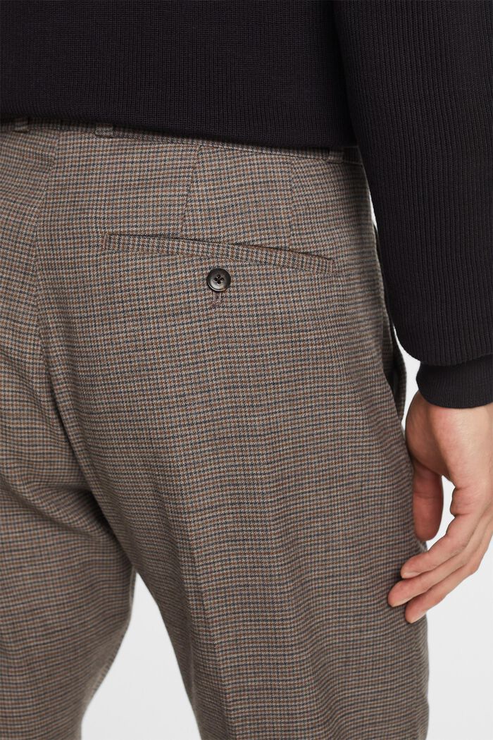 Wollen broek met pied-de-poule-patroon, BROWN GREY, detail image number 4