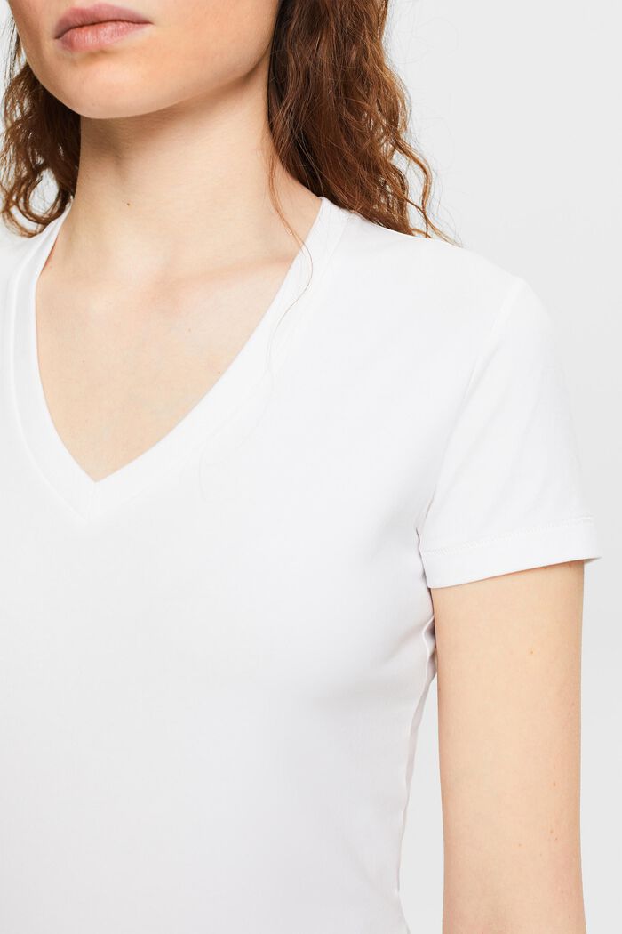 Jersey T-shirt met V-hals, WHITE, detail image number 3
