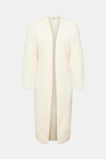 Cardigan long en laine mélangée, OFF WHITE, overview
