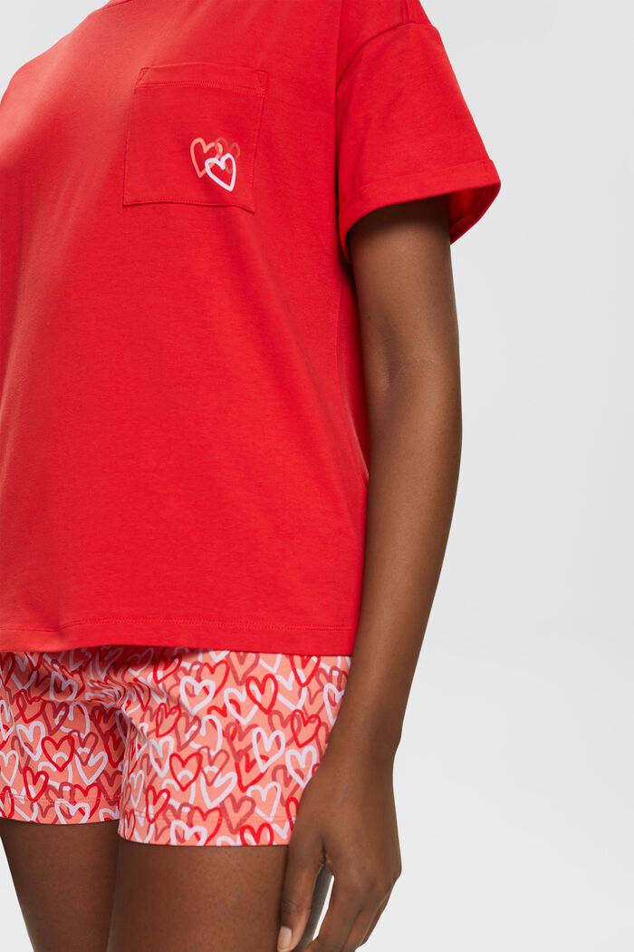 Ensemble de pyjama à imprimé cœur, RED, detail image number 2
