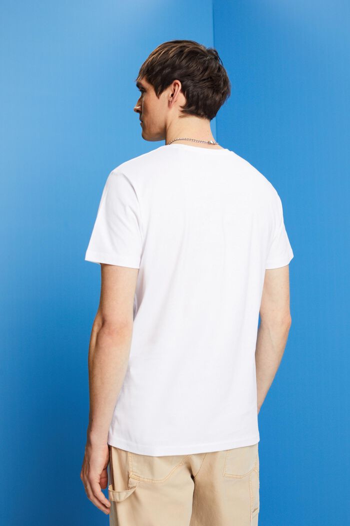 T-shirt met ronde hals, 100% katoen, WHITE, detail image number 3