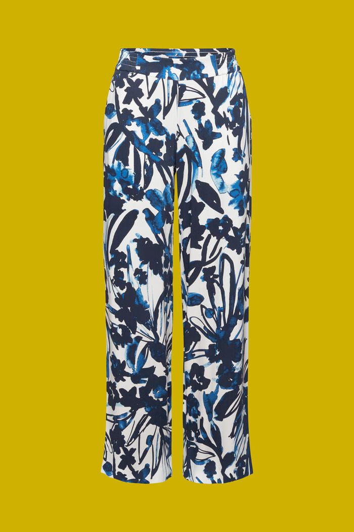 Luchtige broek met wijde pijpen, LENZING™ ECOVERO™, DARK BLUE, detail image number 6