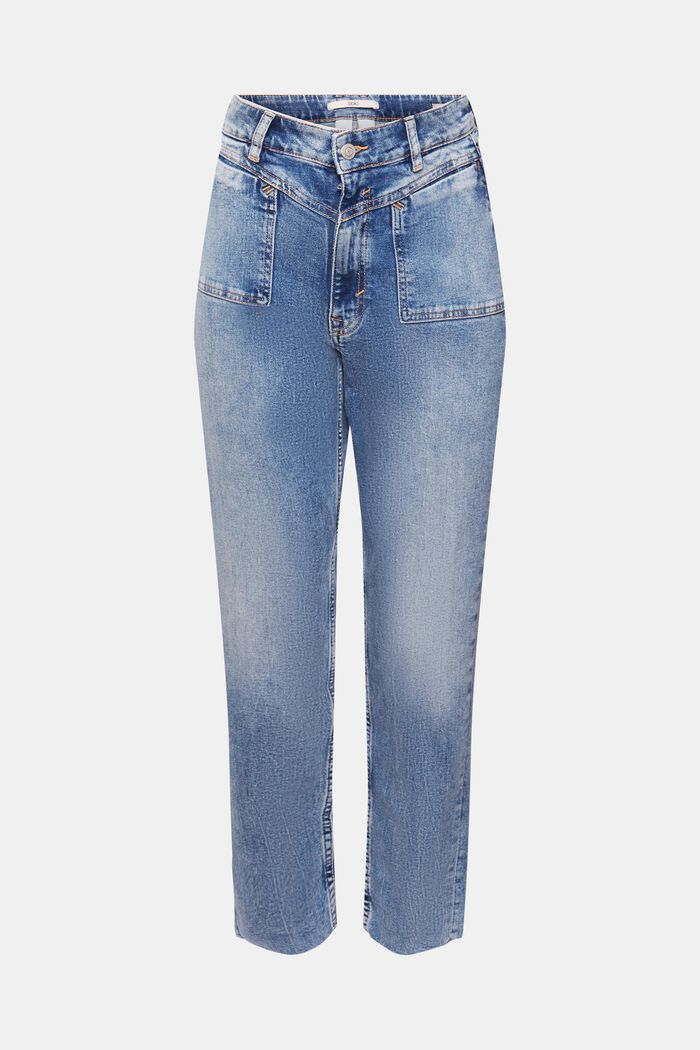 Jeans met hoge taille en kortere pijpen