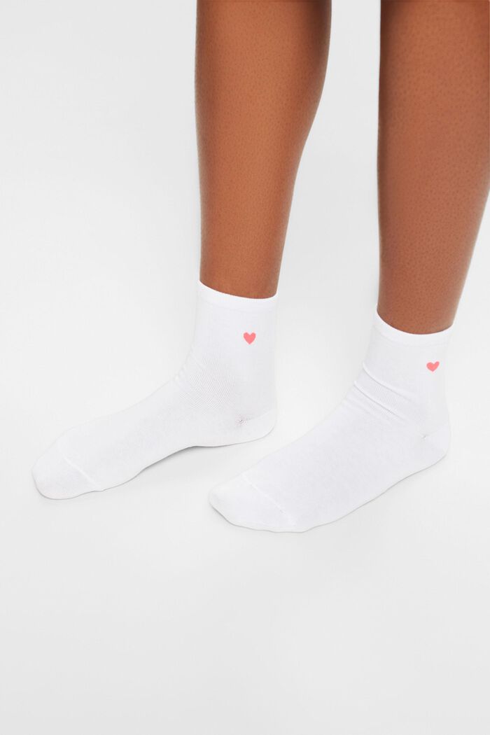 Set van 2 paar sokken met hartjesprint, WHITE, detail image number 1