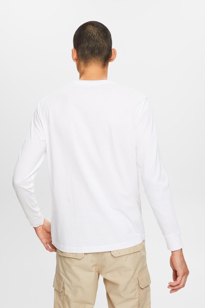 T-shirt à manches longues en jersey, 100 % coton, WHITE, detail image number 3