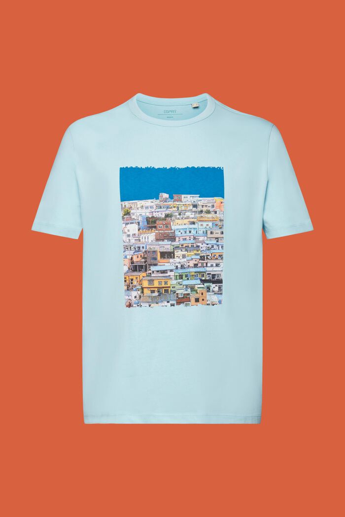 Jersey T-shirt met print, 100% katoen, LIGHT TURQUOISE, detail image number 5