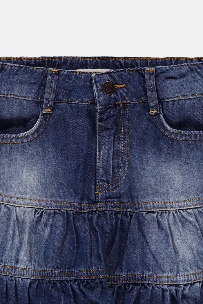 Jupe en jean à volants en coton et lyocell, BLUE MEDIUM WASHED, detail image number 2