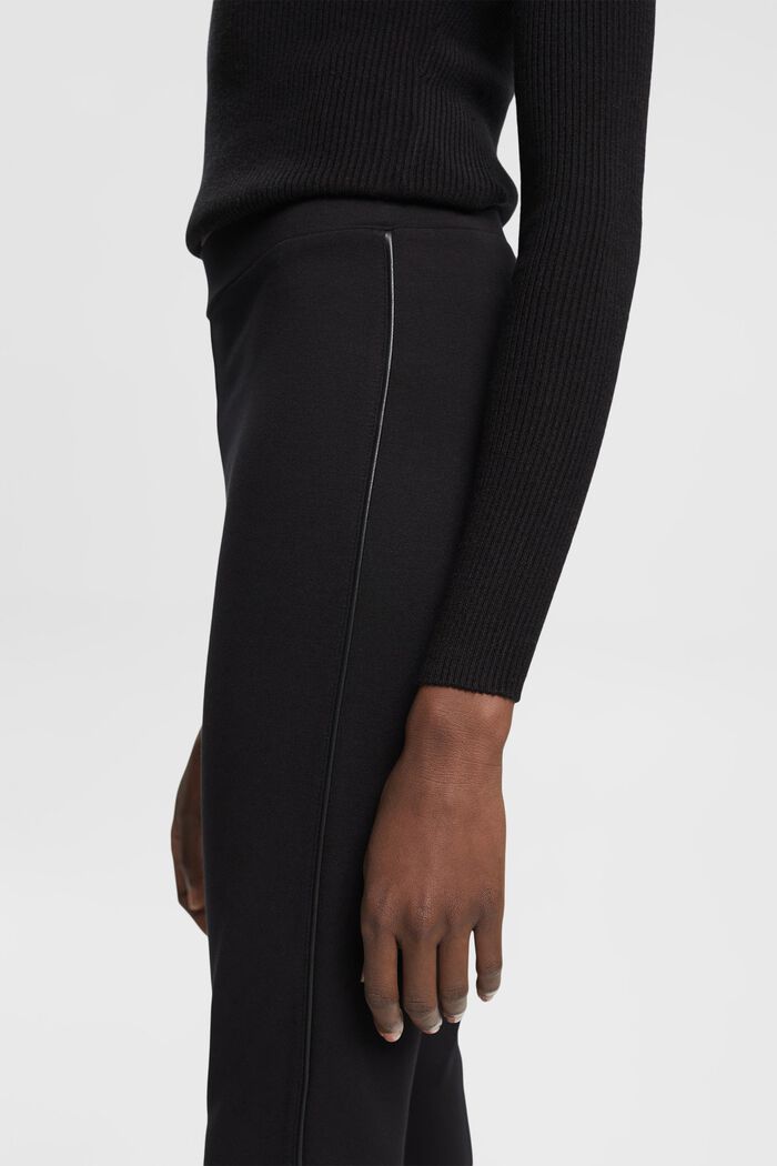 Pantalon en jersey à taille et passementerie en similicuir, BLACK, detail image number 2