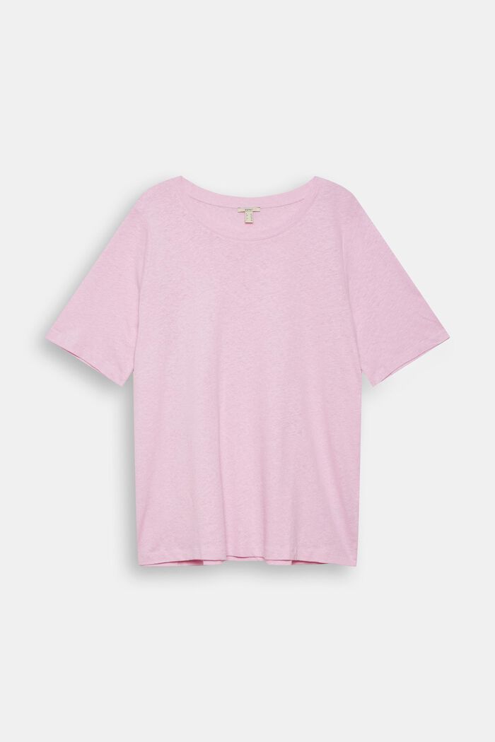 Modèle CURVY à teneur en lin : t-shirt basique, PINK, detail image number 2