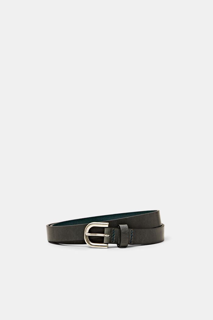 Fine ceinture en cuir, DARK TEAL GREEN, detail image number 0