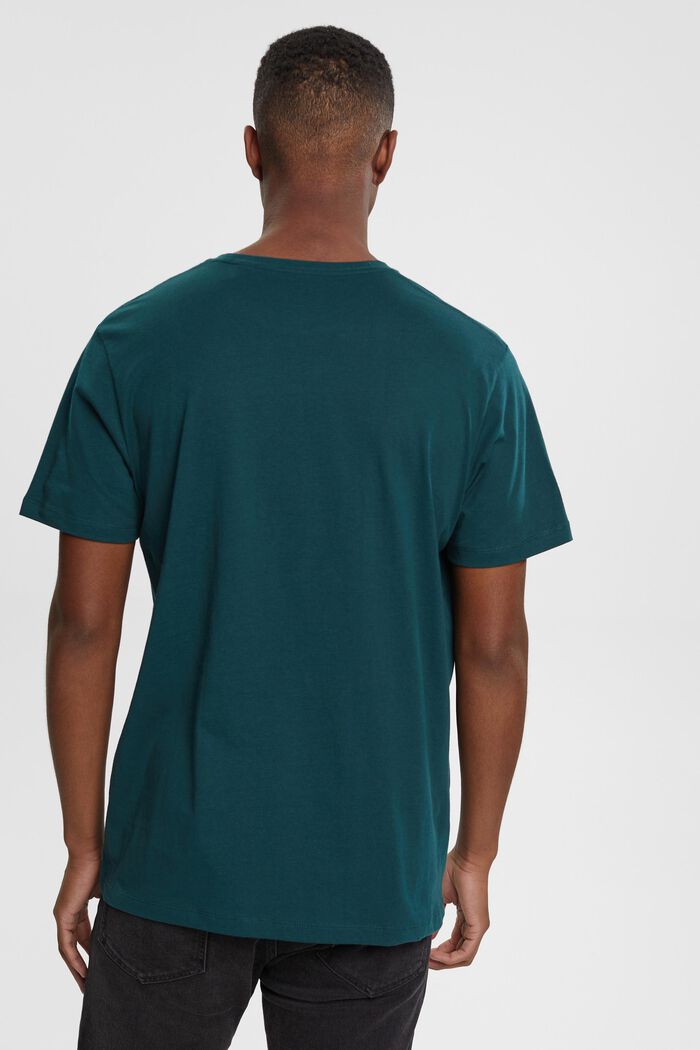 T-shirt à imprimé sur la poitrine, DARK TEAL GREEN, detail image number 3