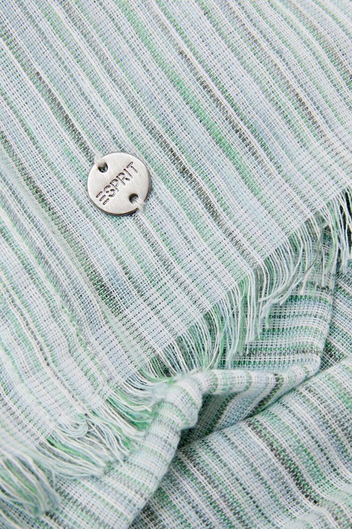 Sjaal met rafelige randen en print, LIGHT AQUA GREEN, detail image number 1