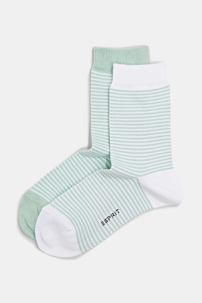 Set van 2 paar gestreepte sokken, organic cotton, MINT, detail image number 0