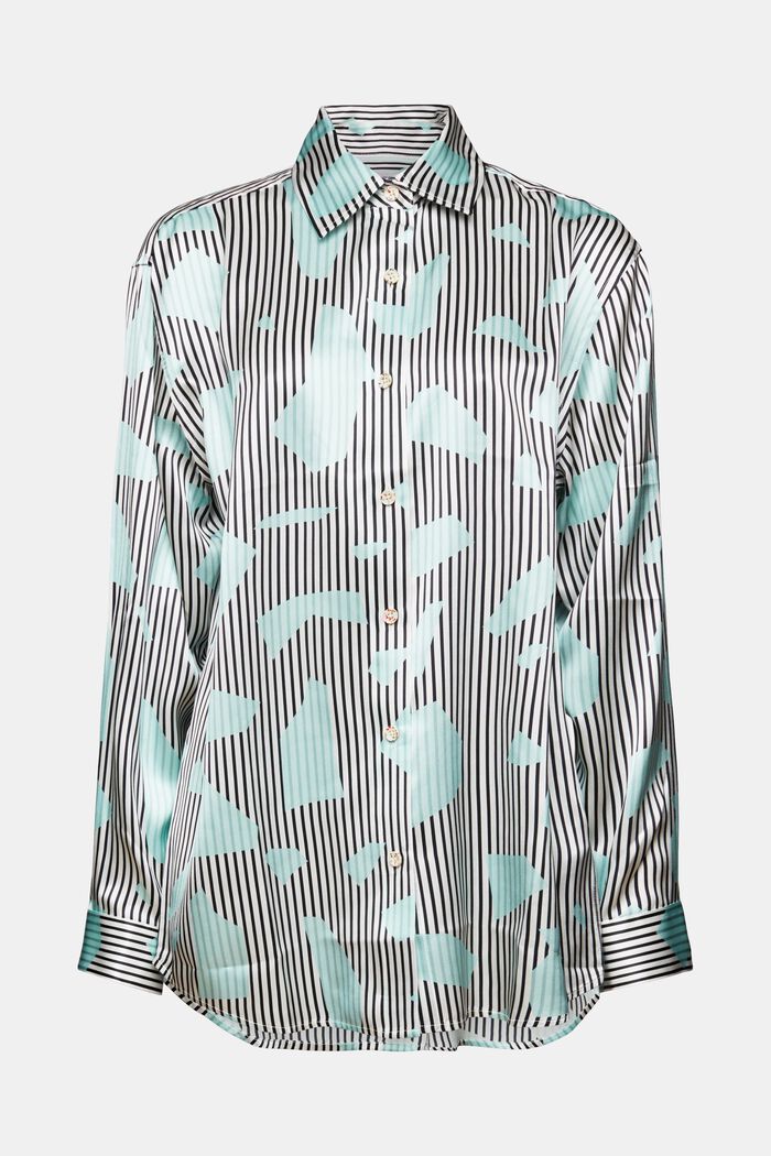Zijden overhemd met knoopsluiting en print, LIGHT AQUA GREEN, detail image number 5