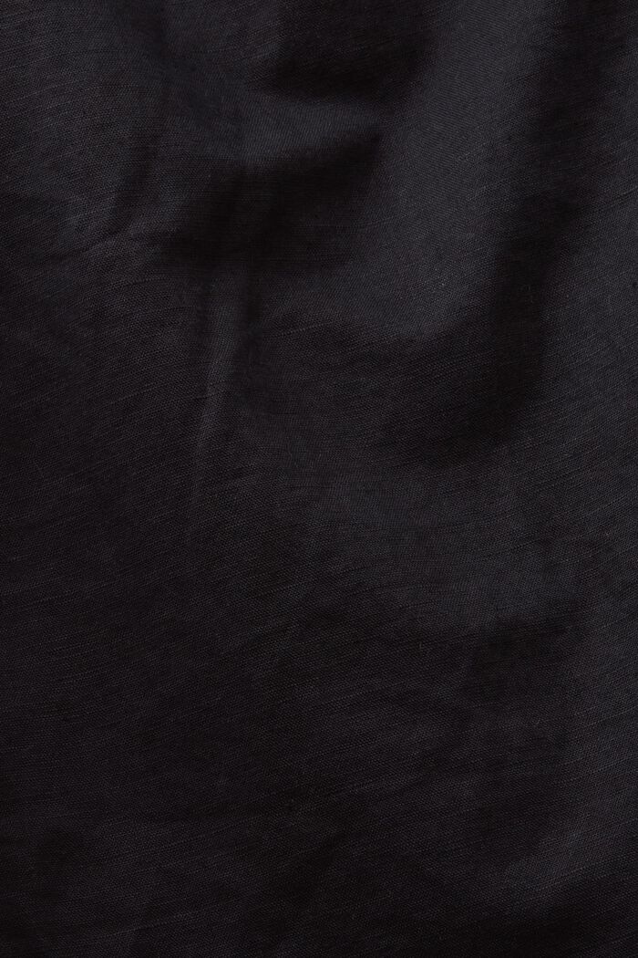 Overhemdjurk van linnen en katoen met ceintuur, BLACK, detail image number 4