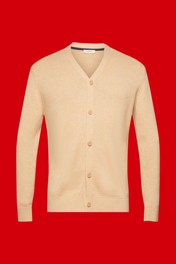 Cardigan à encolure en V en coton durable, BEIGE, detail image number 6