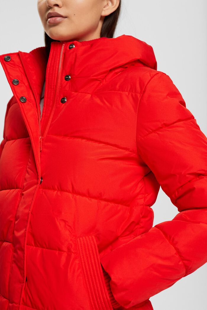 Manteau matelassé à détails en maille côtelée, RED, detail image number 0