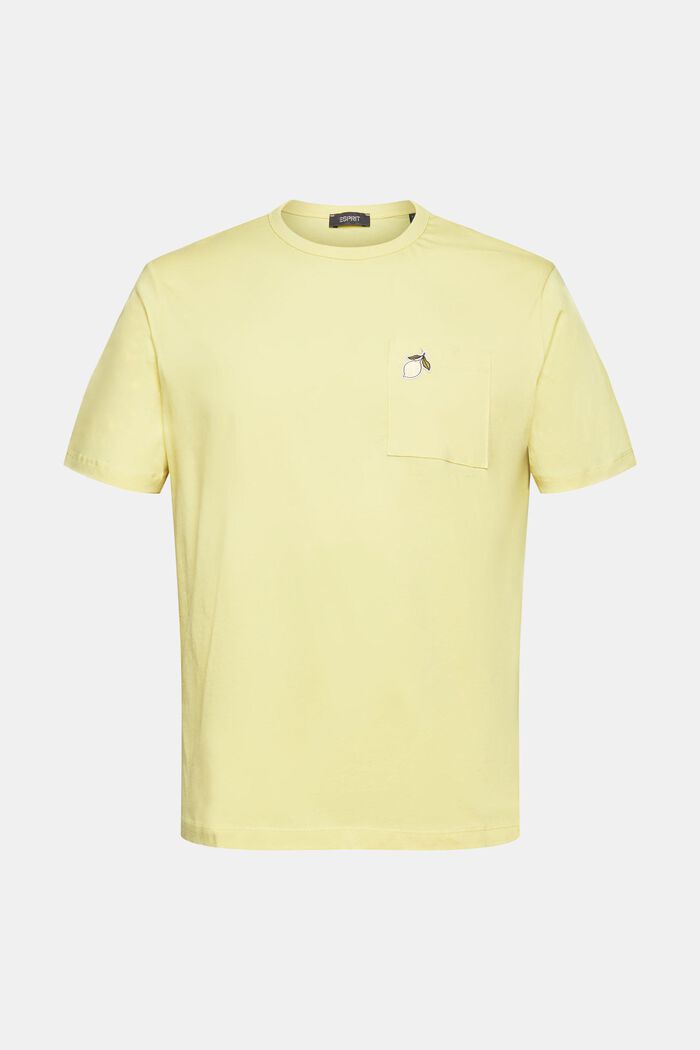 Jersey T-shirt met kleine motiefpatch, LIME YELLOW, detail image number 7