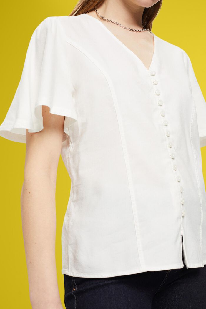 Getailleerde blouse met knopen, OFF WHITE, detail image number 2