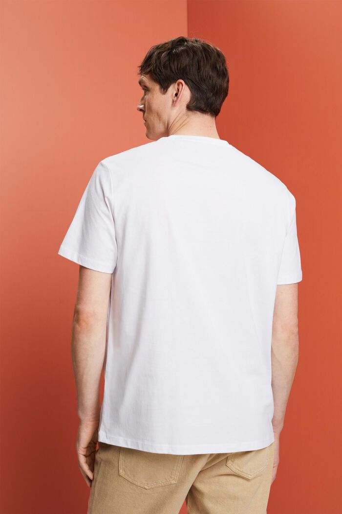 Jersey T-shirt met print op de borst, 100% katoen, WHITE, detail image number 3