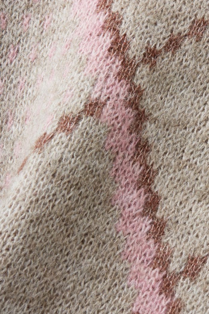 Pull-over à carreaux en laine mélangée, LIGHT TAUPE, detail image number 4