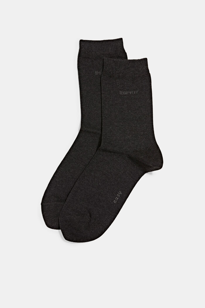 2 paar sokken van een mix met biologisch katoen, ANTHRACITE MELANGE, detail image number 0