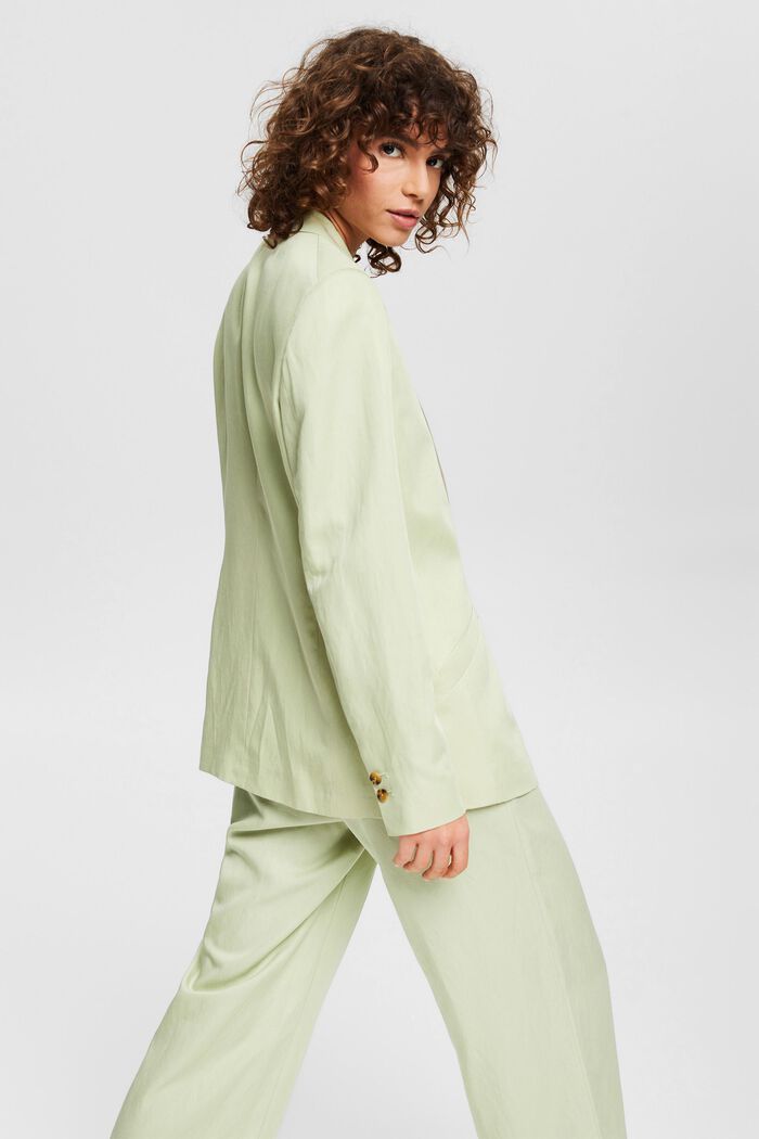 Met linnen: vlotte blazer met één knoop, PASTEL GREEN, detail image number 3