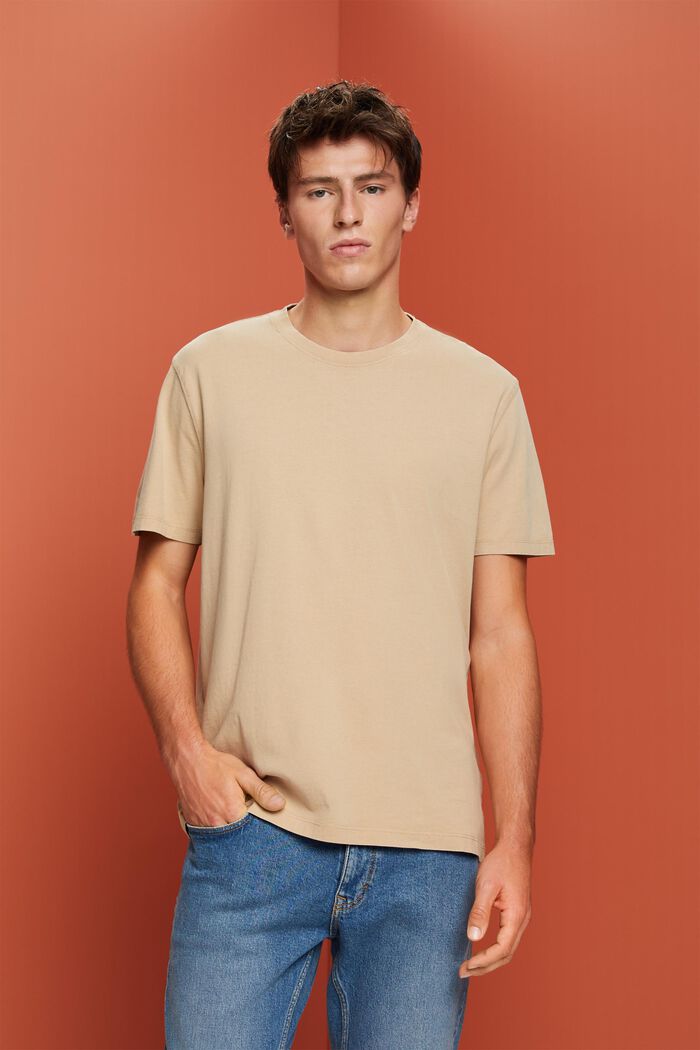 Garment-dyed jersey T-shirt, 100% katoen, SAND, detail image number 0