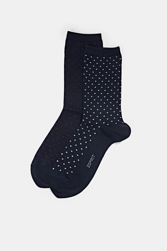 Set van 2 paar sokken met polkadots, MARINE, detail image number 0