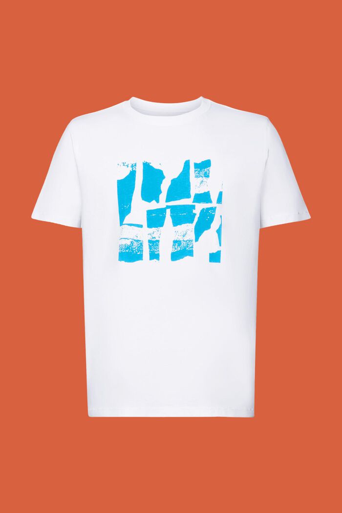 T-shirt met print op de voorkant, 100% katoen, WHITE, detail image number 7