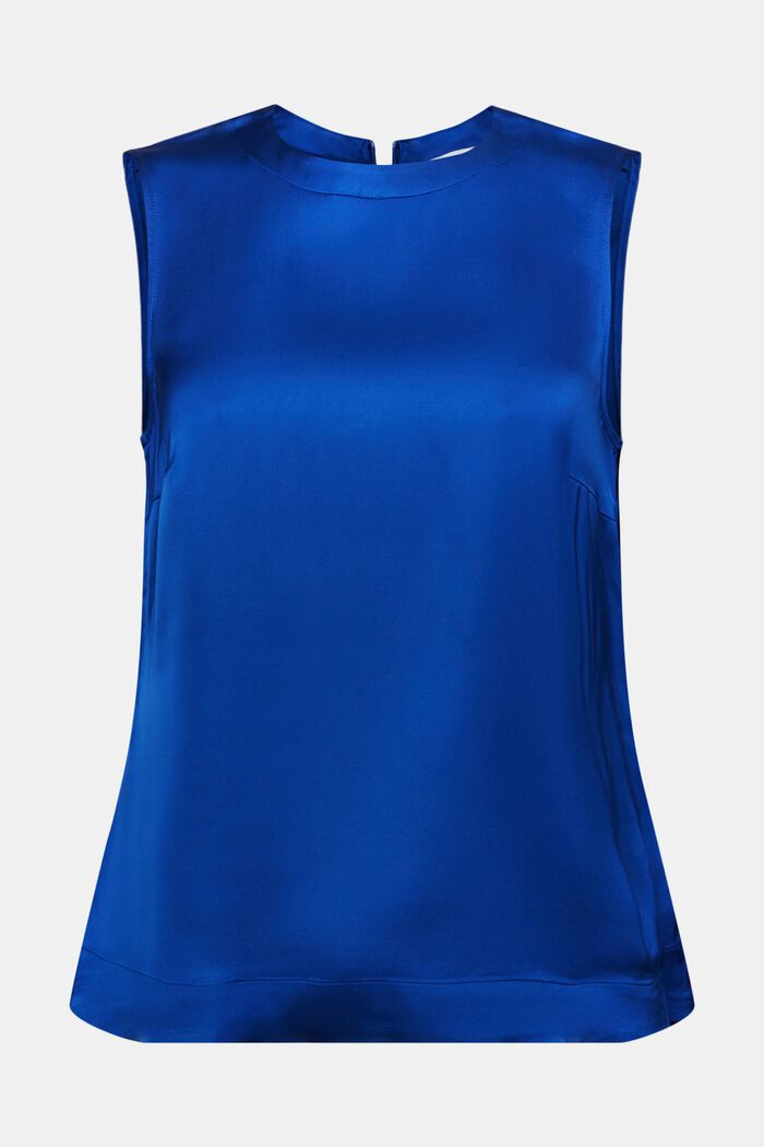 Satijnen, mouwloze blouse, BRIGHT BLUE, detail image number 6